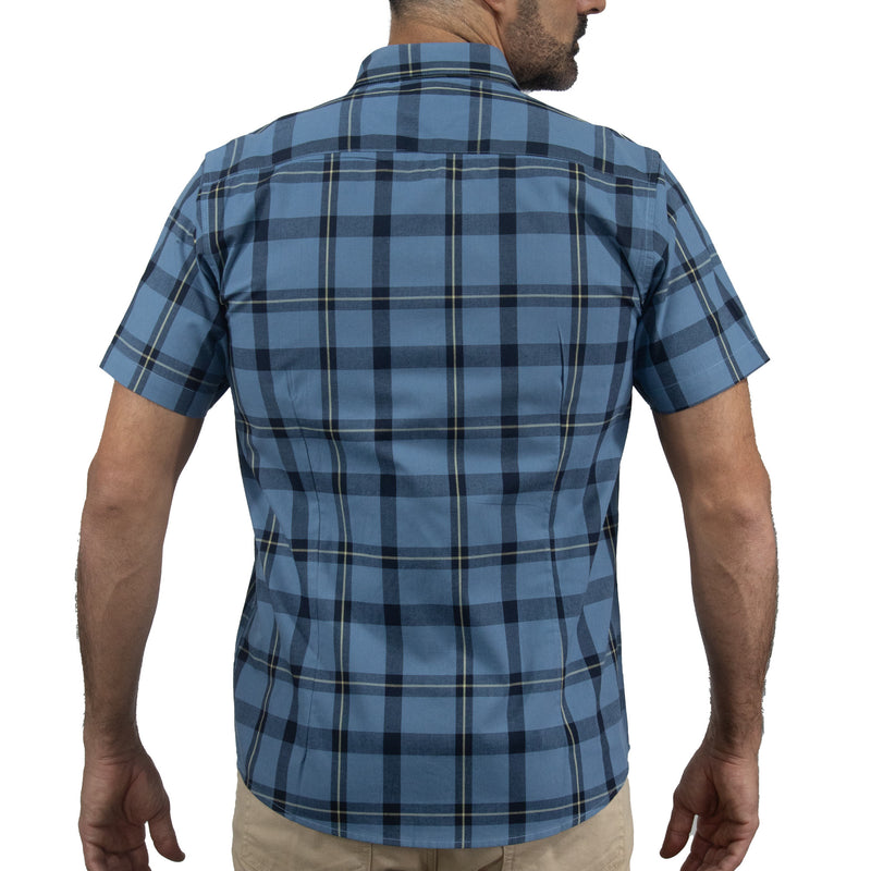 Camisa de Manga Corta Cuadros Azul 100% Algodón 2410214