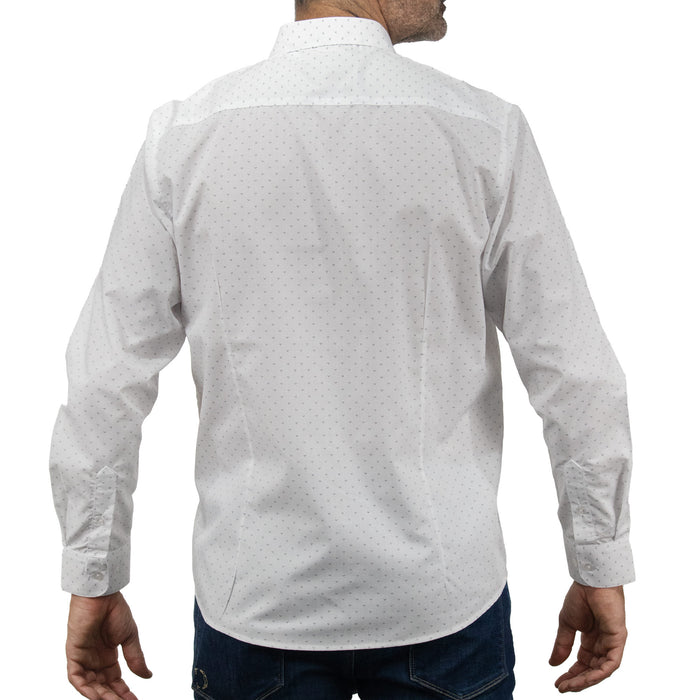 Camisa de Manga Larga Blanca con Estampado 2410221