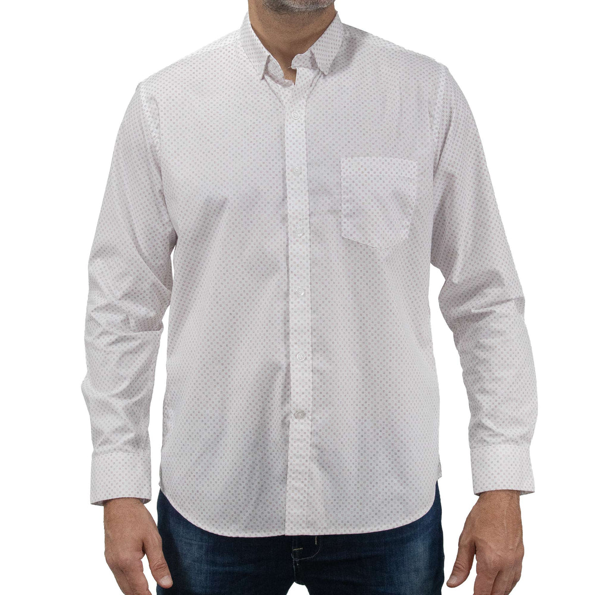 Camisa con Estampado Blanca de Manga Larga 2410222