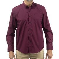 Camisa de Manga Larga Vino con Estampado 2410223