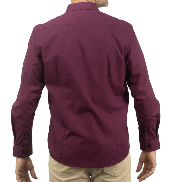 Camisa de Manga Larga Vino con Estampado 2410223