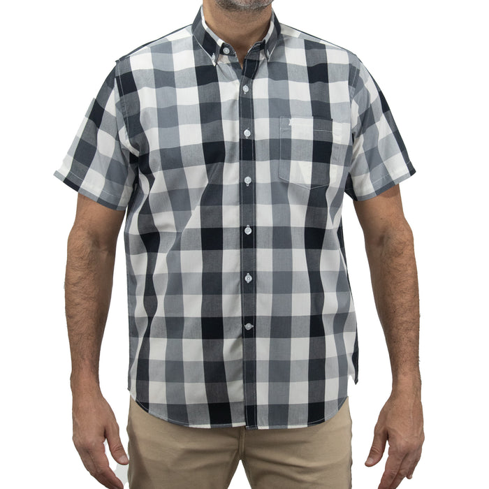 Camisa Gris de Cuadros con Manga Corta 2410227