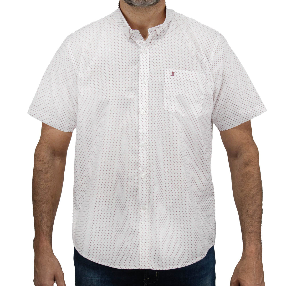 Camisa Blanca Estampado con Manga Corta 2410228