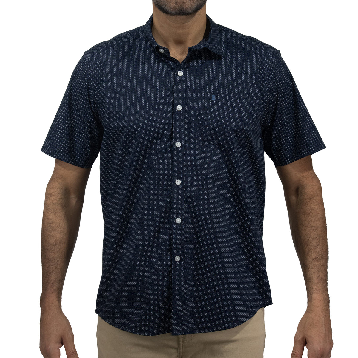 Camisa de Manga Corta Azul con Estampado 2410229