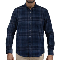 Camisa de Pana de Cuadros Azul con Manga Larga 100% Algodón 2410248
