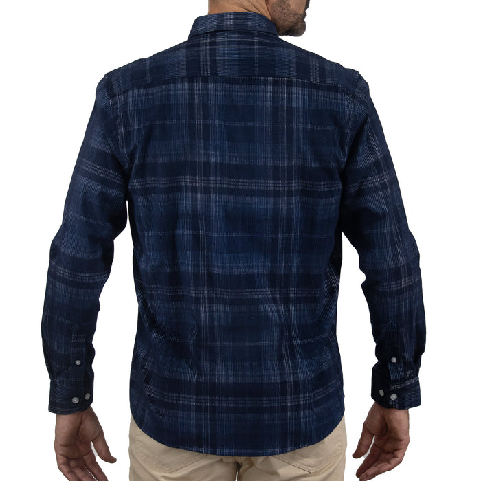 Camisa de Pana de Cuadros Azul con Manga Larga 100% Algodón 2410248