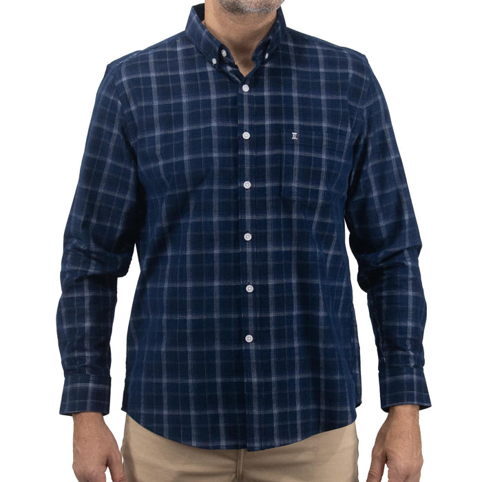 Camisa de Pana de Cuadros Azul con Manga Larga 100% Algodón 2410249