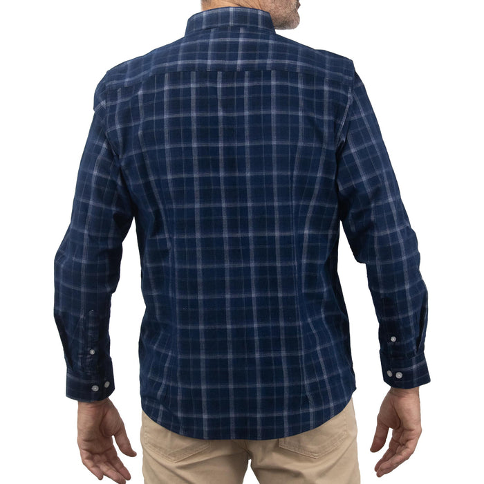 Camisa de Pana de Cuadros Azul con Manga Larga 100% Algodón Talla Extra 2410249