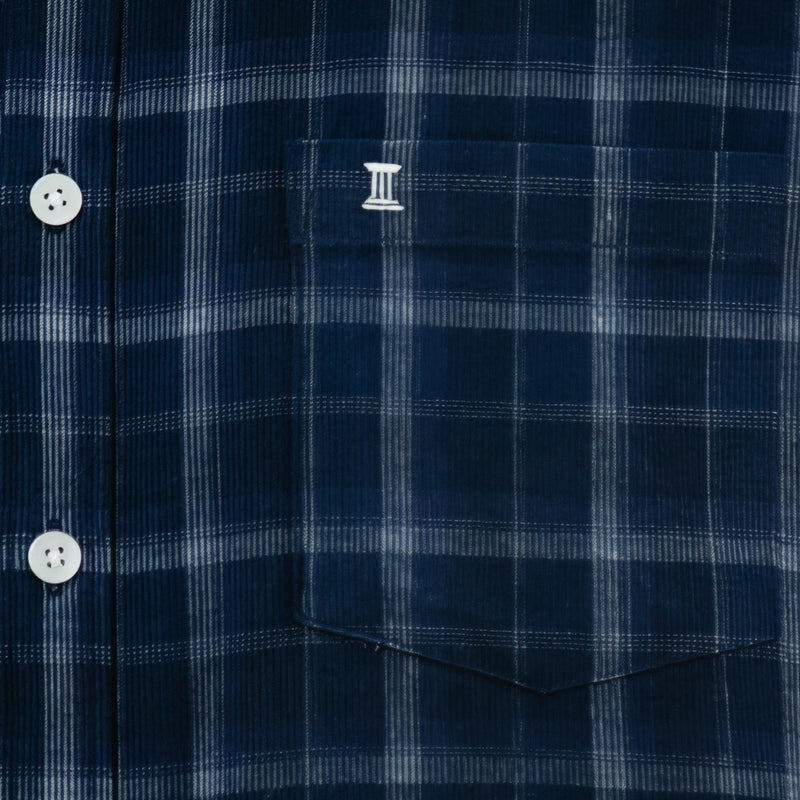Camisa de Pana de Cuadros Azul con Manga Larga 100% Algodón 2410249