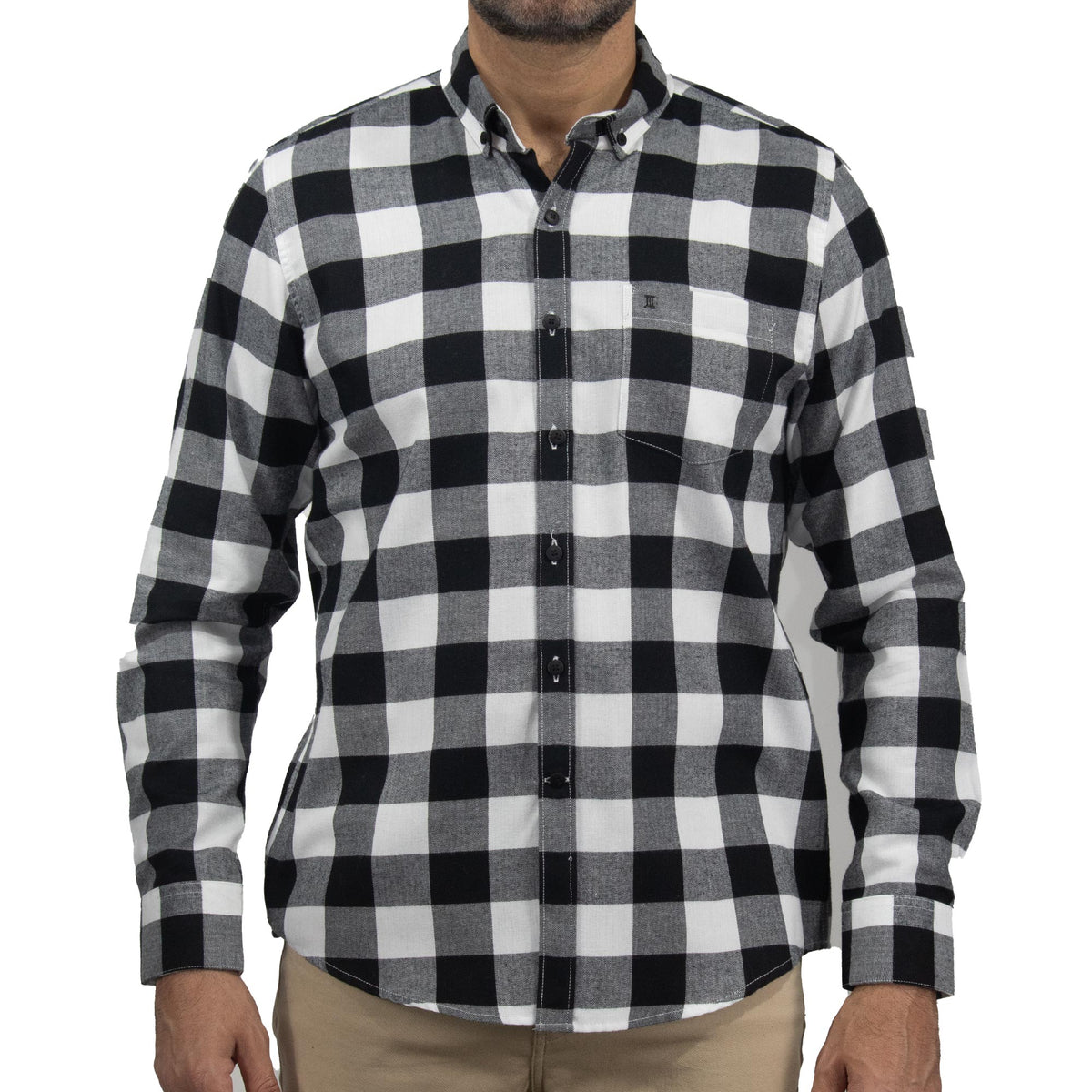 Camisa de Franela de Cuadros Negra Manga Larga 2410256