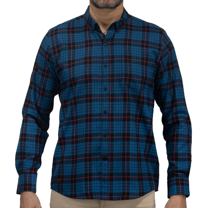 Camisa de Franela de Cuadros Azul con Manga Larga 2410258