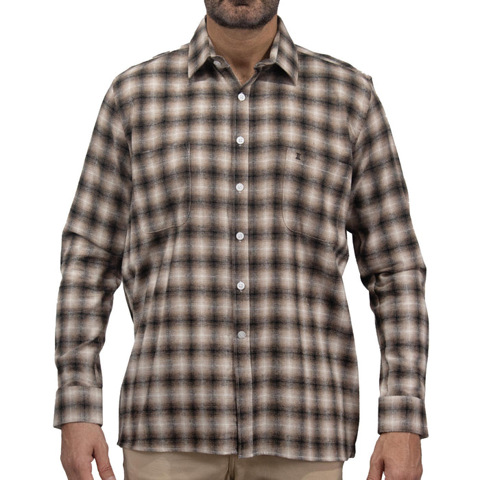Camisa de Franela de Cuadros Café Manga Larga 100% Algodón 2410264