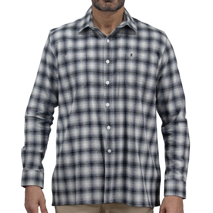 Camisa de Franela de Cuadros Gris Manga Larga 100% Algodón 2410265