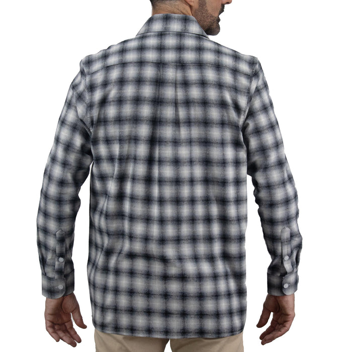 Camisa de Franela de Cuadros Gris Manga Larga 100% Algodón 2410265