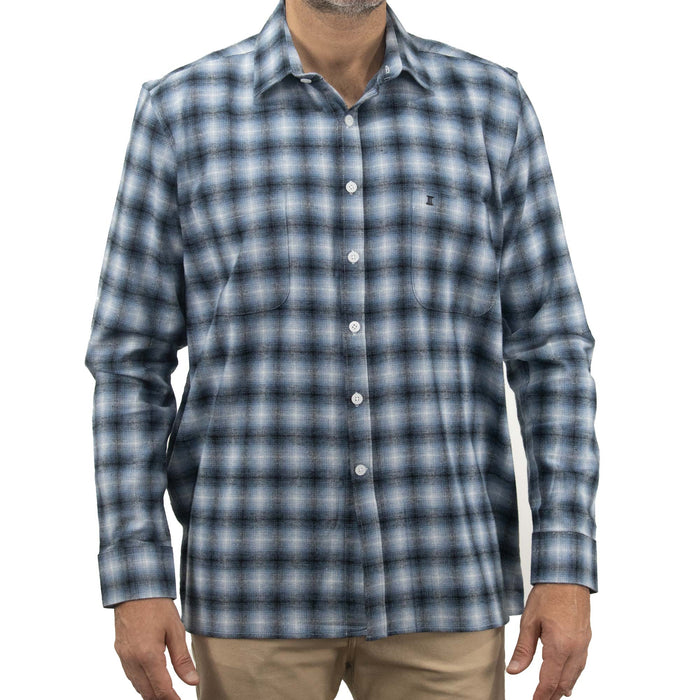 Camisa de Franela de Cuadros Azul con Manga Larga 100% Algodón 2410266