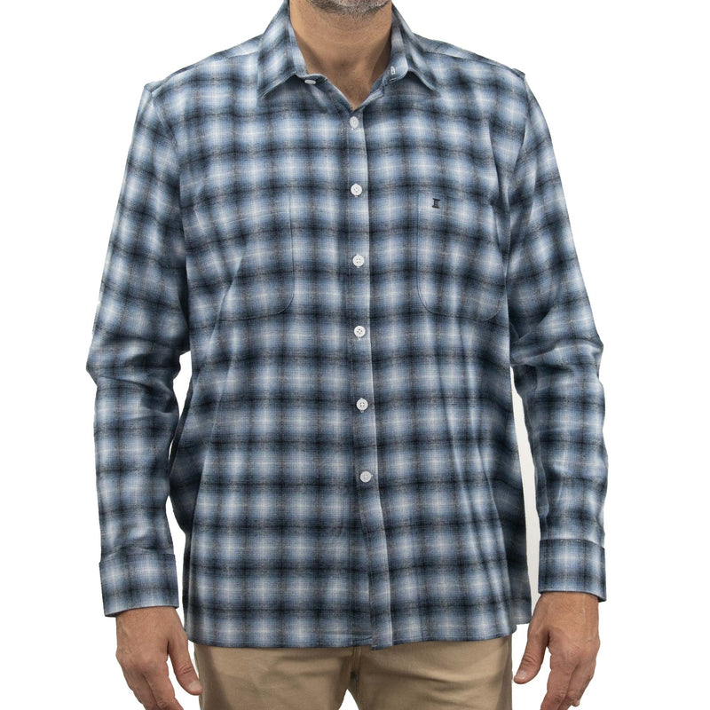 Camisa de Franela de Cuadros Azul con Manga Larga 100% Algodón 2410266