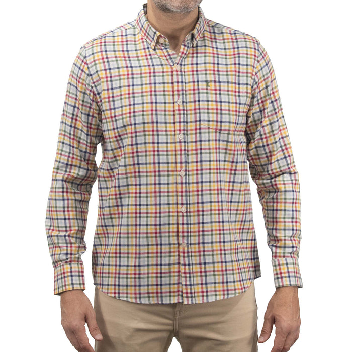 Camisa de Franela de Cuadros Amarillo con Manga Larga 2410269
