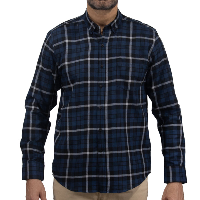 Camisa de Franela de Cuadros Azul con Manga Larga 2410272