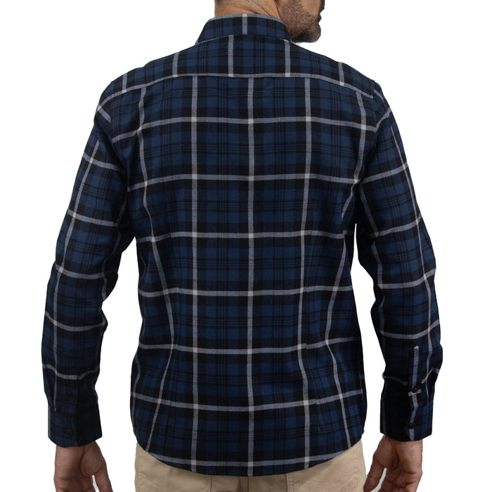 Camisa de Franela de Cuadros Azul con Manga Larga 2410272