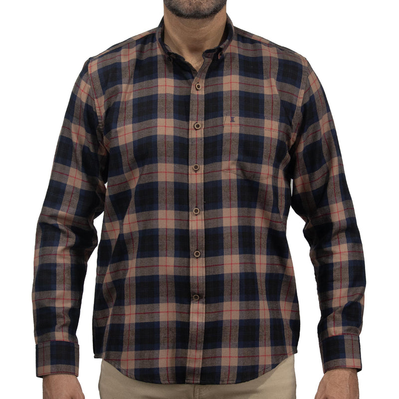 Camisa de Franela de Cuadros Café Manga Larga 2410277