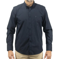 Camisa Azul con Estampado de Manga Larga 100% Algodón 2413035