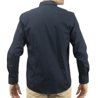 Camisa Azul con Estampado de Manga Larga 100% Algodón 2413035