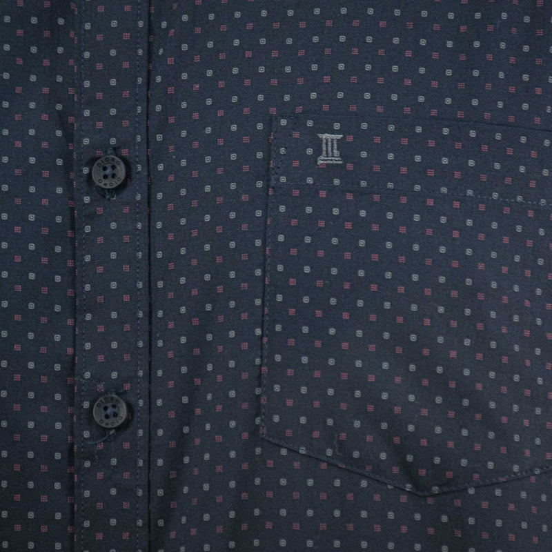 Camisa Azul con Estampado de Manga Larga 100% Algodón 2413035