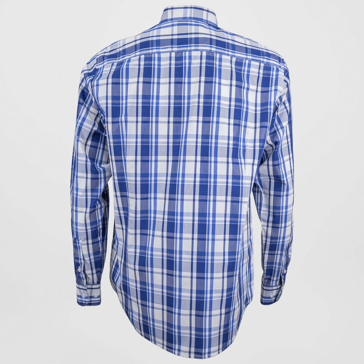 Camisa de Manga Larga Casual de Cuadros Azul Bambú