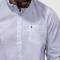 Camisa Casual Blanca con Estampado Manga Larga