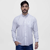 Camisa Casual Blanca con Estampado Manga Larga
