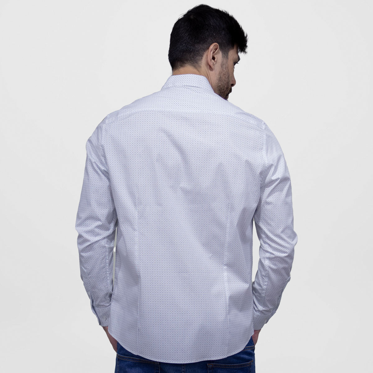Camisa Casual Blanca con Estampado Manga Larga