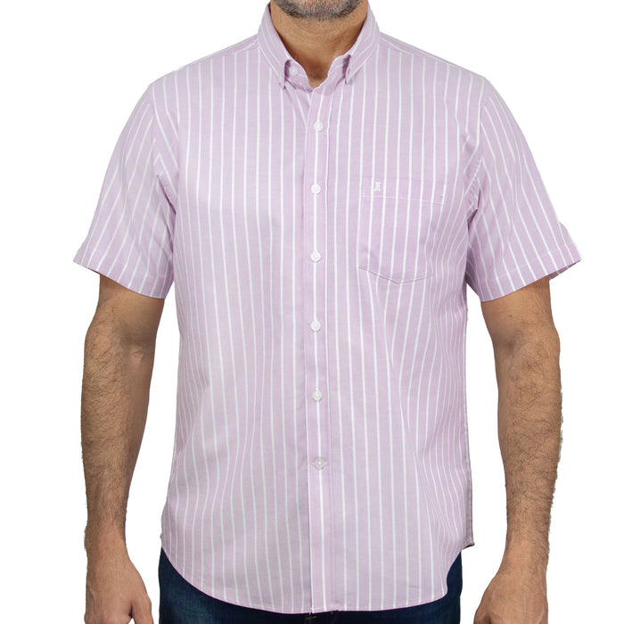 Camisa Rayas Morado con Manga Corta 100% Algodón 2416116