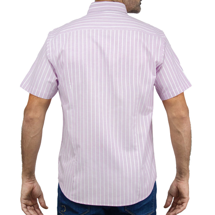 Camisa Rayas Morado con Manga Corta 100% Algodón 2416116