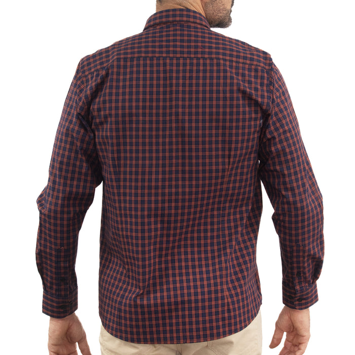 Camisa Naranja de Manga Larga con Cuadros Roja 100% Algodón 2501003