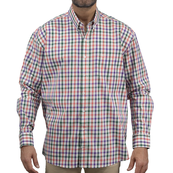 Camisa de Cuadros Multicolor con Manga Larga 100% Algodón Talla Extra 2501004