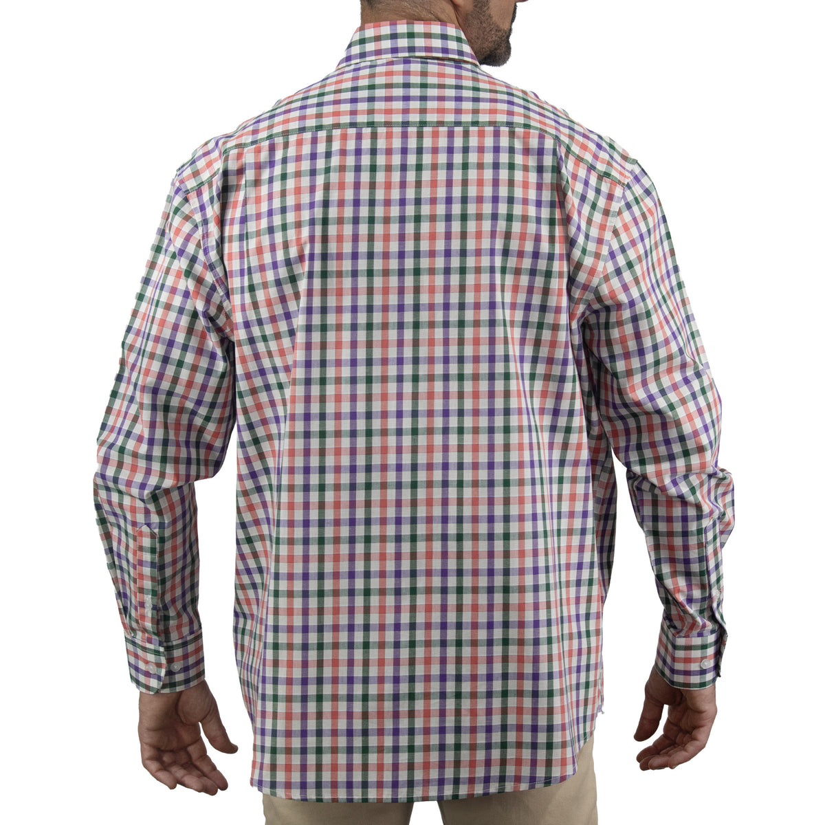 Camisa de Cuadros Multicolor con Manga Larga 100% Algodón Talla Extra 2501004