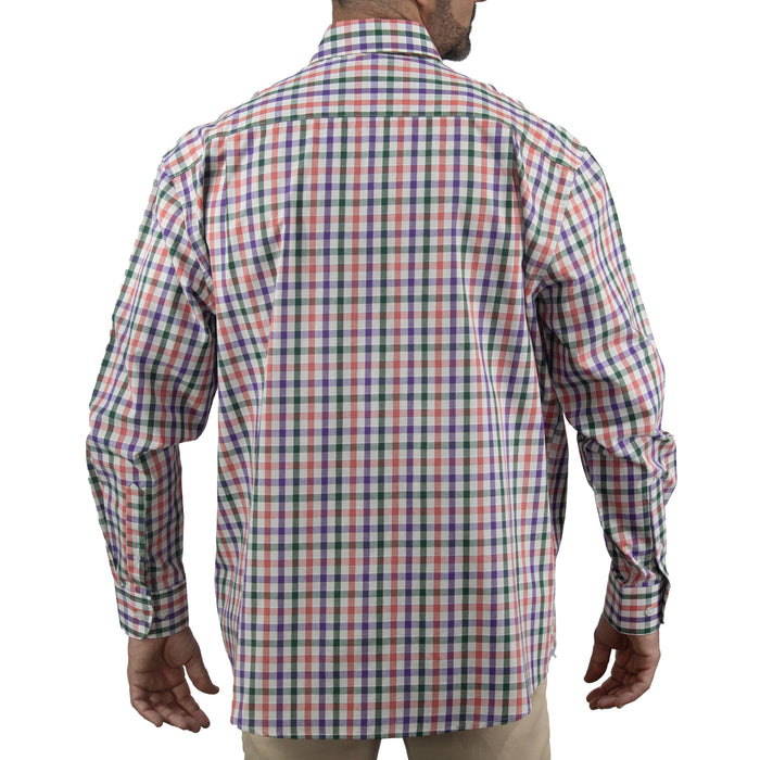 Camisa de Cuadros Multicolor con Manga Larga 100% Algodón Talla Extra 2501004