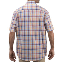 Camisa Naranja de Cuadros con Manga Corta 100% Algodón Talla Extra 2501005