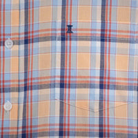 Camisa Naranja de Cuadros con Manga Corta 100% Algodón Talla Extra 2501005