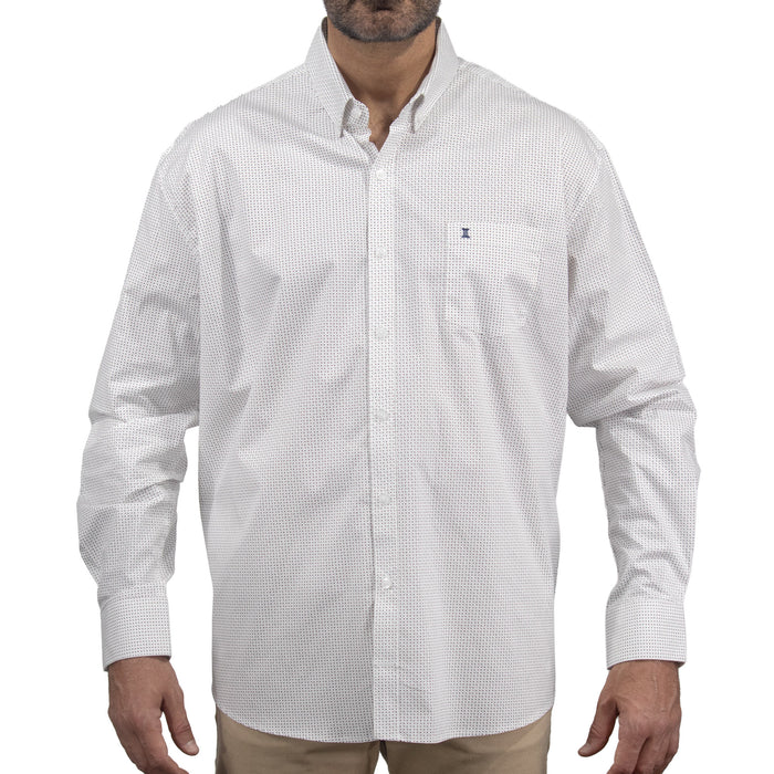 Camisa Blanca con Estampado de Manga Larga 100% Algodón Talla Extra 2502009