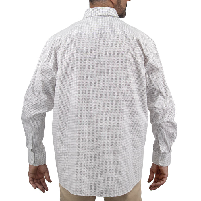 Camisa Blanca con Estampado de Manga Larga 100% Algodón Talla Extra 2502009