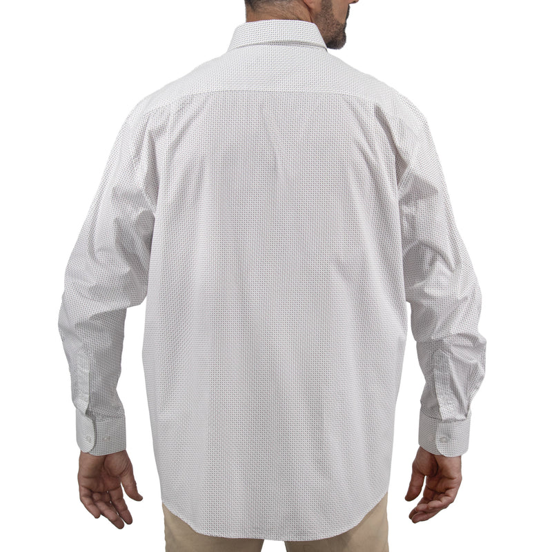 Camisa Blanca con Estampado de Manga Larga 100% Algodón Talla Extra 2502009