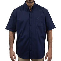 Camisa Azul con Estampado de Manga Corta 100% Algodón Talla Extra 2502018