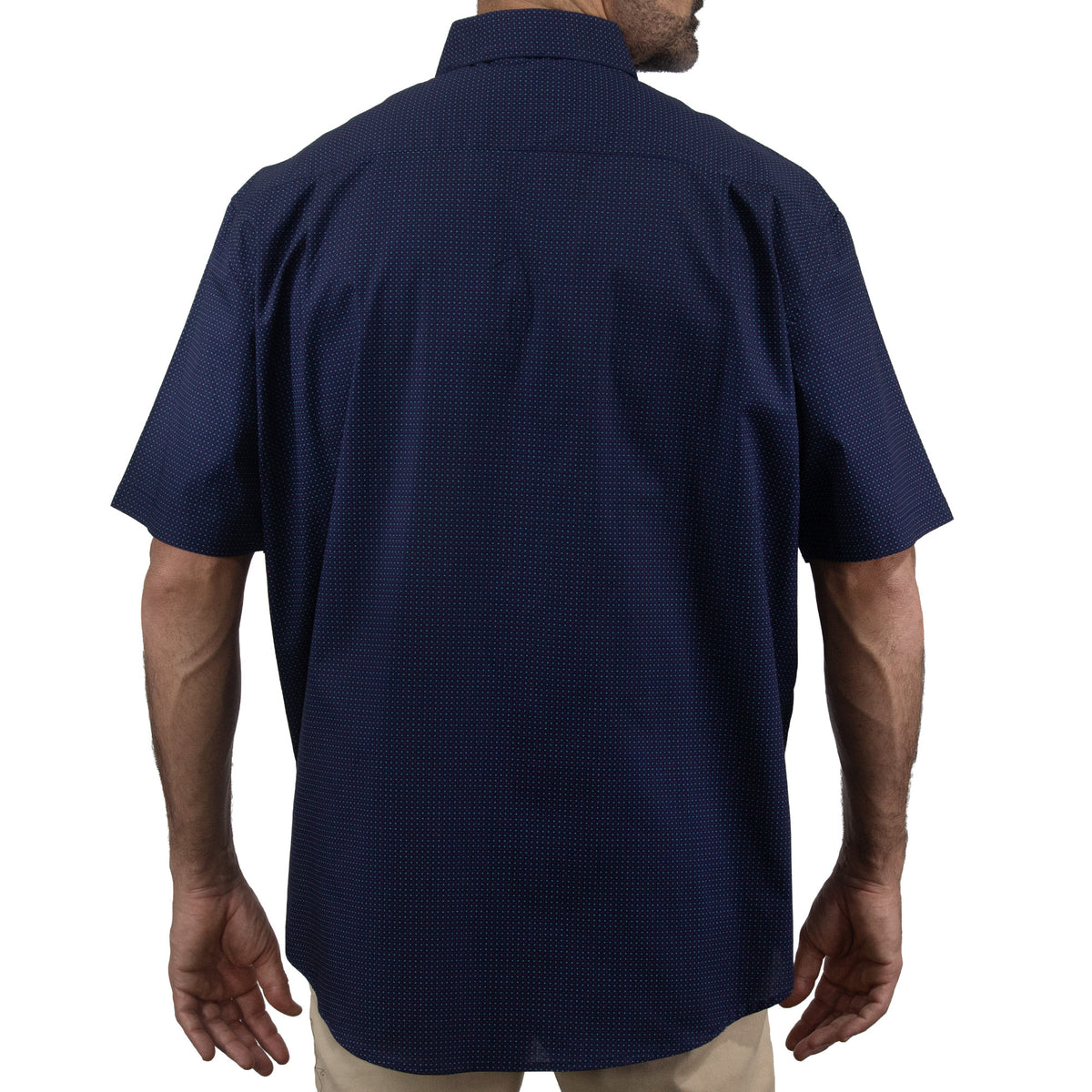 Camisa Azul con Estampado de Manga Corta 100% Algodón Talla Extra 2502018