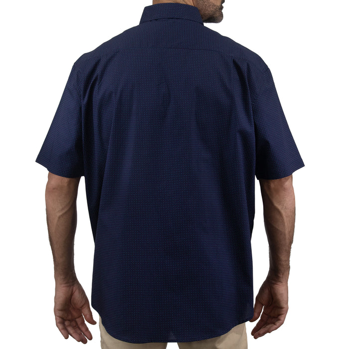 Camisa Azul con Estampado de Manga Corta 100% Algodón Talla Extra 2502018
