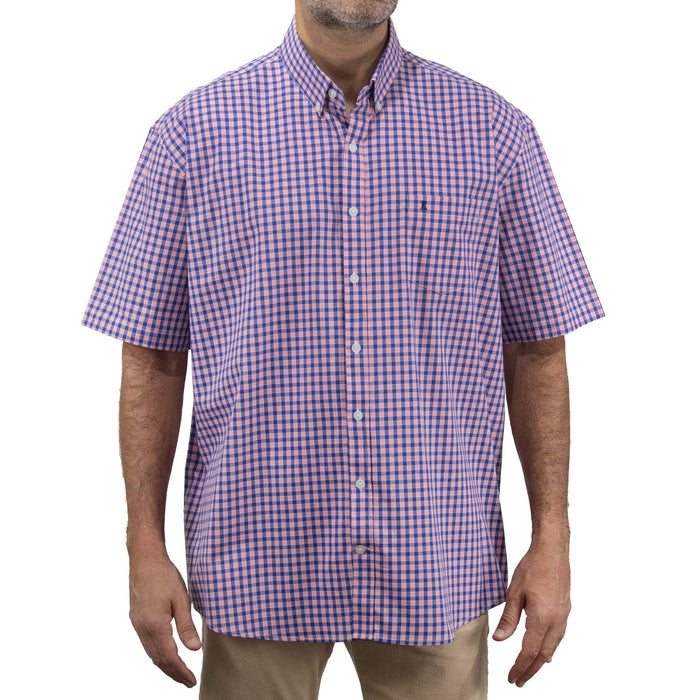 Camisa Rosa de Cuadros con Manga Corta 100% Algodón Talla Extra 2502019