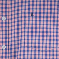 Camisa Rosa de Cuadros con Manga Corta 100% Algodón Talla Extra 2502019