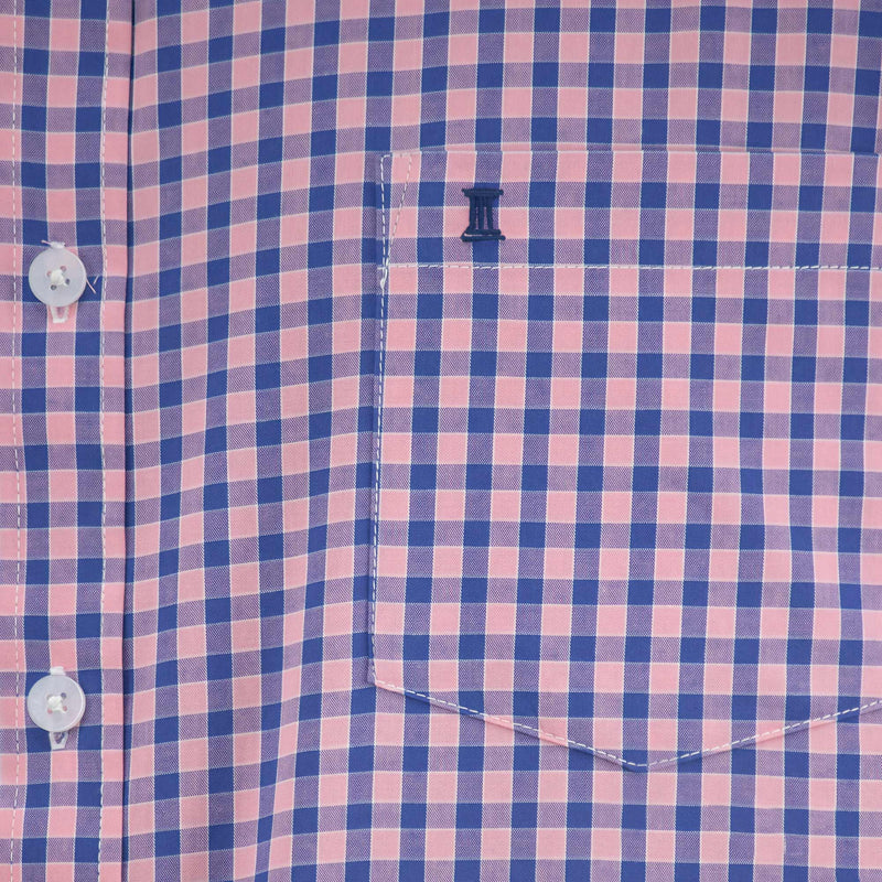 Camisa Rosa de Cuadros con Manga Corta 100% Algodón Talla Extra 2502019