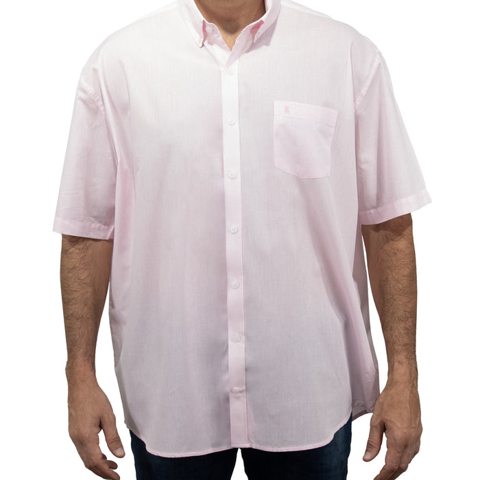 Camisa de Manga Corta Rayas Rosa 100% Algodón Talla Extra 2502022