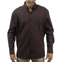 Camisa Café con Estampado de Manga Larga 100% Algodón Talla Extra 2504030